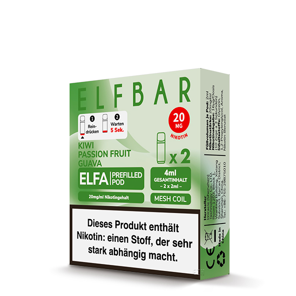 ELFBAR Elfa Pod Kiwi Passionfruit Guava Packaging